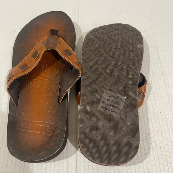 Men’s SeaHorse Brown Faux Leather Beach Sandals Size 9 US! - Picture 6 of 6
